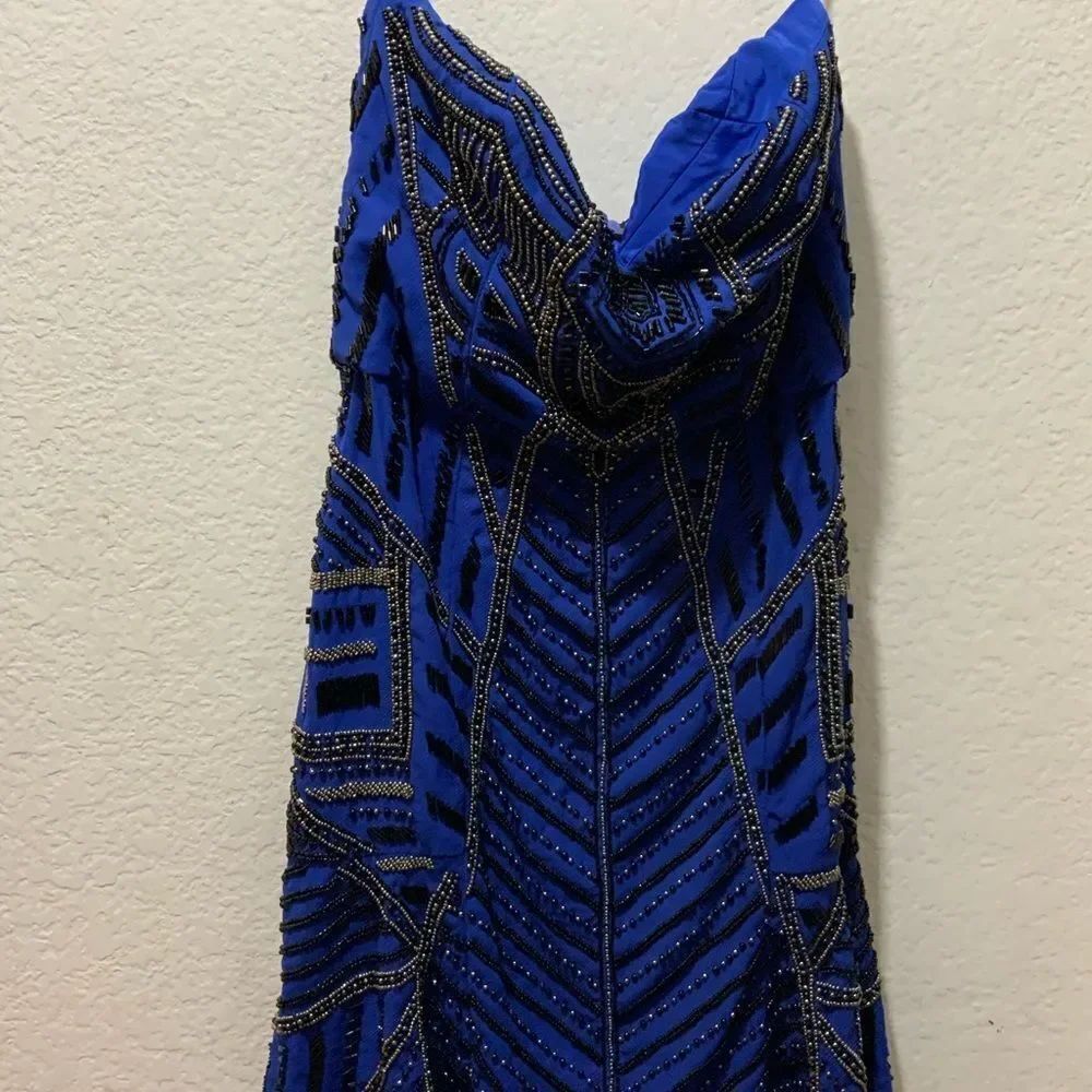 NWT Parker  Blue Beaded Mini Dress 100% silk size XS